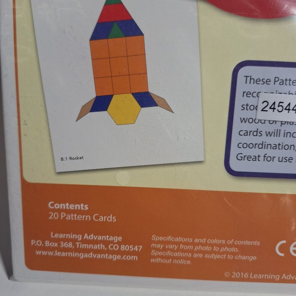 Pattern Block Activity Set Pre-K-Grade 3 20 Cards Shapes Learning Advantage - Picture 6 of 7